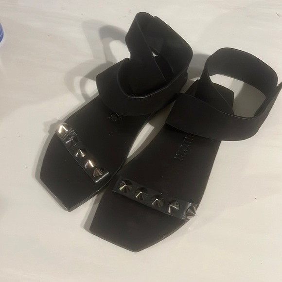 Pedro Garcia Criss Cross Studded Sandals Suede Leather Black Womens Size 37 NWOT